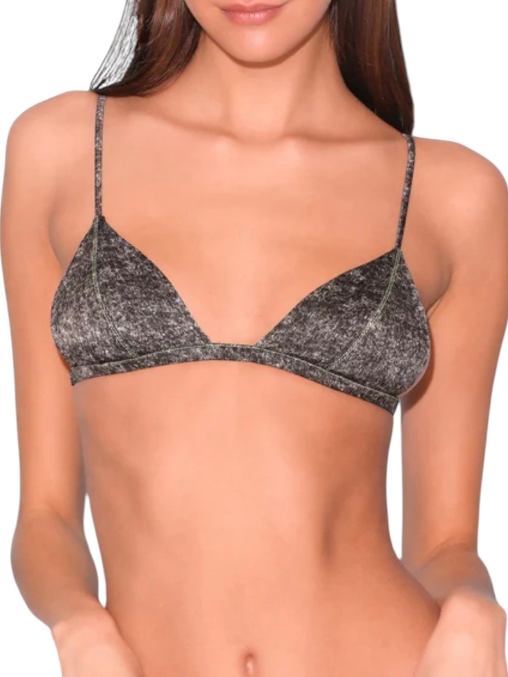 Fleur du Mal Grey Acid Luxe Triangle Bra XL